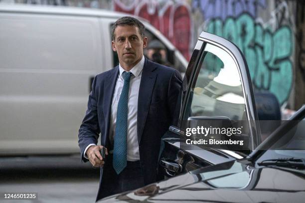 Alex Spiro, attorney for Elon Musk, arrives at court in San Francisco, California, US, on Tuesday, Jan. 24, 2023. Investors suing Tesla and Musk, its...