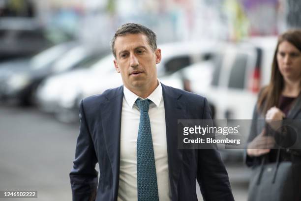 Alex Spiro, attorney for Elon Musk, arrives at court in San Francisco, California, US, on Tuesday, Jan. 24, 2023. Investors suing Tesla and Musk, its...