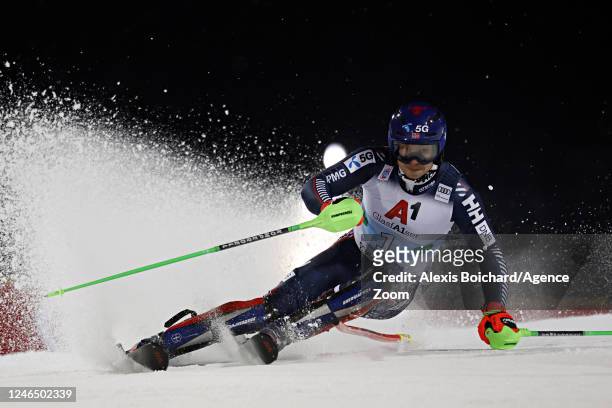 Henrik Kristoffersen of Team Norway in action during the Audi FIS Alpine Ski World Cup Men's Slalom on January 24, 2023 in Schladming, Austria.