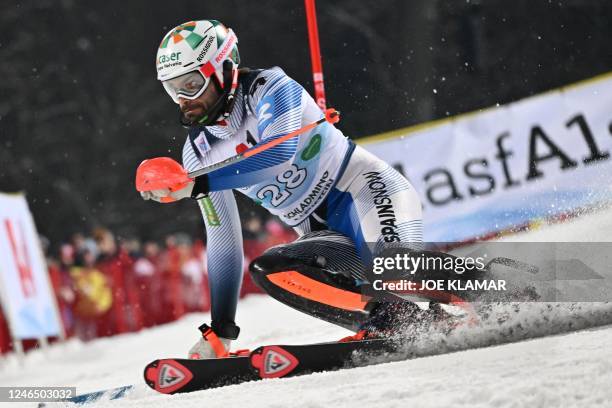 Spain's Joaquim Salarich competes during the first run of the men's slalom competition of the FIS Ski World Cup in Schladming, Austria, on January...