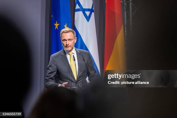 January 2023, Berlin: Christian Lindner , Federal Minister of Finance, speaks at the opening of the exhibition "Sixteen Objects - Seventy Years of...