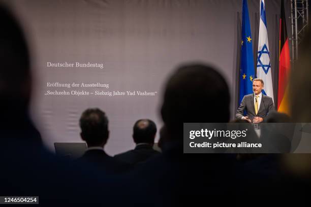 January 2023, Berlin: Christian Lindner , Federal Minister of Finance, speaks at the opening of the exhibition "Sixteen Objects - Seventy Years of...