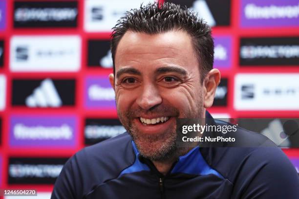 Xavi Hernandez during the press conference prior to the Cup match against Real Sociedad, in Barcelona, on 24th January 2023. --