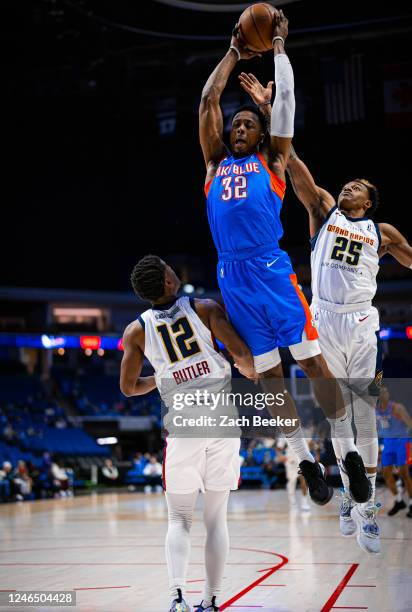 Scotty Hopson of the Oklahoma City Blue fights for a rebound during a game against the Grand Rapids Gold on January 24, 2023 at the BOK Center in...