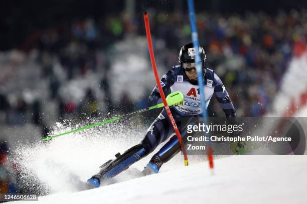Benjamin Ritchie of Team United States in action during the Audi FIS Alpine Ski World Cup Men's Slalom on January 24, 2023 in Schladming, Austria.