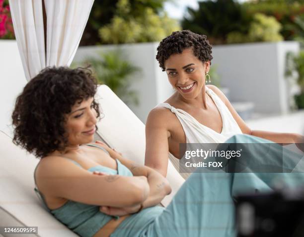 Guest star Jasika Nicole and Kiara Barnes in the Tara and Jessica's High School Reunion/Cat Lady season premiere episode of FANTASY ISLAND airing...