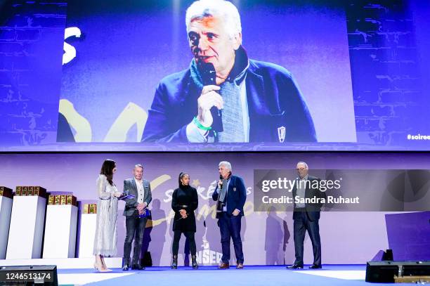 Claude ONESTA general manager of the Haute Performance à l'Agence Nationale du Sport, Christophe DEBARLE director Konica Minolta, and Estelle MOSSELY...