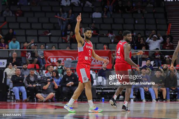 Cassius Stanley of the Rio Grande Valley Vipers celebrates during a game against Mexico City Capitanes on January 24, 2022 at the Bert Ogden Arena in...