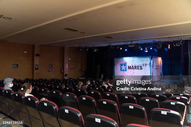 The crowd is seen at the "Carabela" show at the Casa de la Cultura on June 5, 2020 in Muros, A Coruña, Spain. "Carabela" is the first theatre show to...