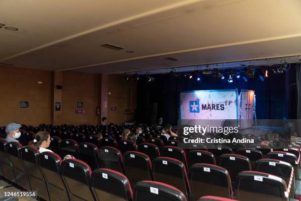 The crowd is seen at the "Carabela" show at the Casa de la Cultura on June 5, 2020 in Muros, A Coruña, Spain.� "Carabela" is the first theatre show to...