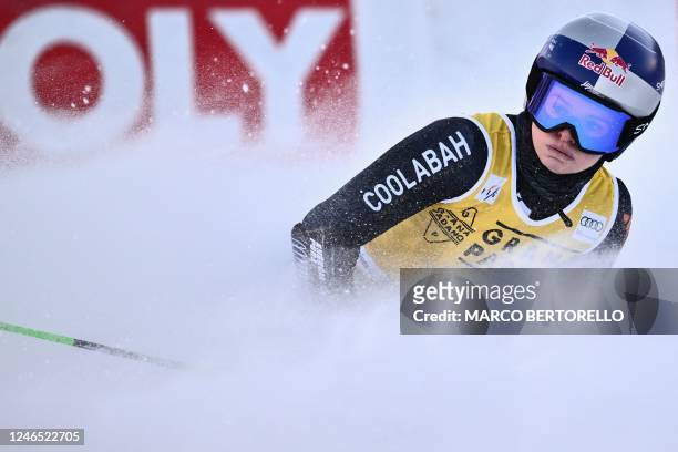 New Zealand's Alice Robinson reacts after competing in the second run of the Women's Giant Slalom as part of the FIS Alpine World Ski Championships...