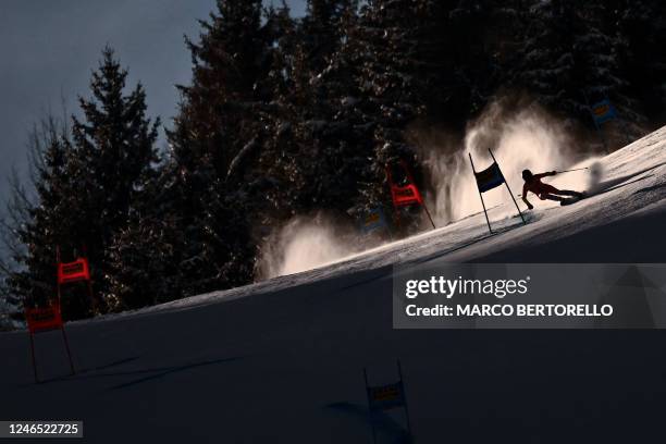 Switzerland's Lara Gut-Behrami competes in the second run of the Women's Giant Slalom as part of the FIS Alpine World Ski Championships in Kronplatz...