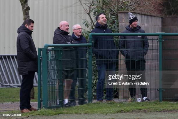 Former player and club legend Tony "Bomber" Brown watches the first team training at West Bromwich Albion Training Ground on January 25, 2023 in...