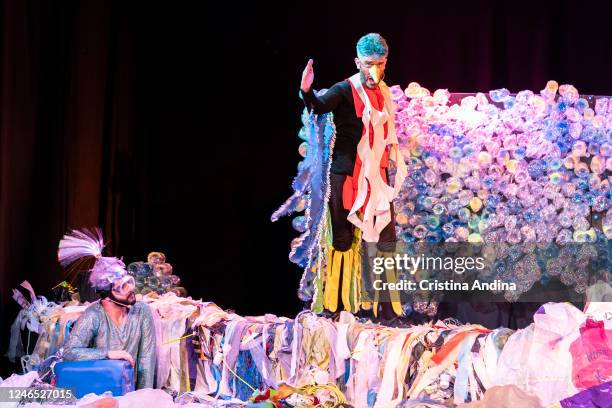 Davide González and Tone Martínez from the Galeteatro theatre company perform in "Carabela", written by Paula Carballeira and directed by Davide...