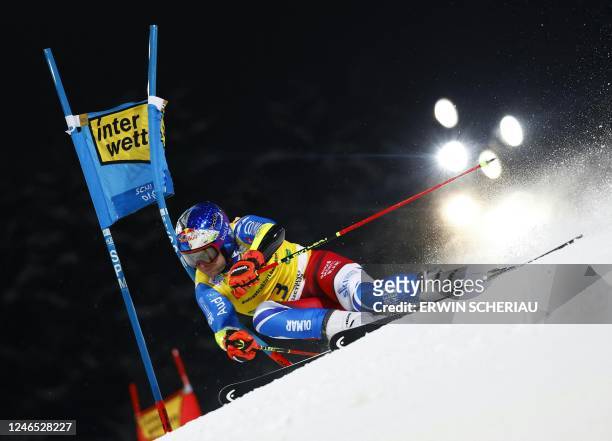France's Alexis Pinturault competes during the first run of the men's giant slalom competition of the FIS Ski World Cup in Schladming, Austria, on...