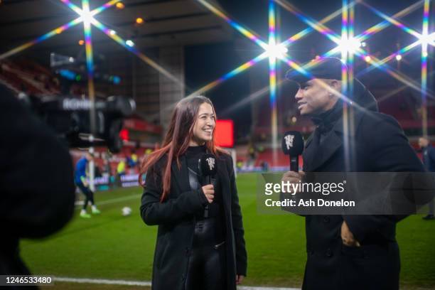 Danny Webber is interviewed prior to the Carabao Cup Semi Final 1st Leg match between Nottingham Forest and Manchester United at City Ground on...