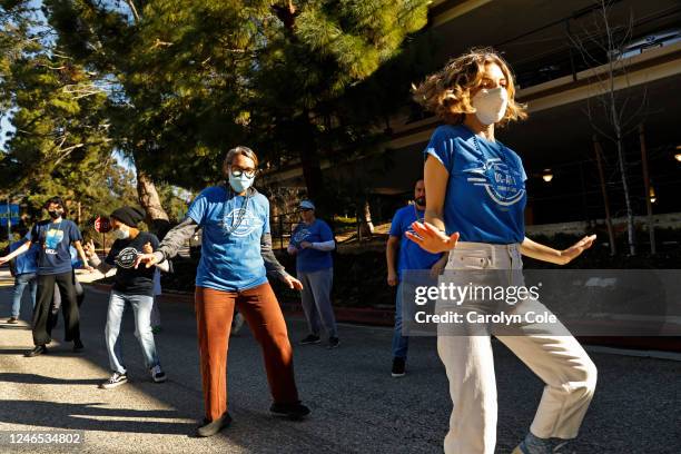 CALIFORNIAJan. 25, 2023Cristina Paul, right, a dual language demonstration teacher, and others, takes part in a protest at UCLA lab. UCLA lab school...