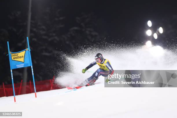 Alexander Steen Olsen of Norway during the second run of Audi FIS Alpine Ski World Cup - Mens Giant Slalom on January 25, 2023 in Schladming, Austria.