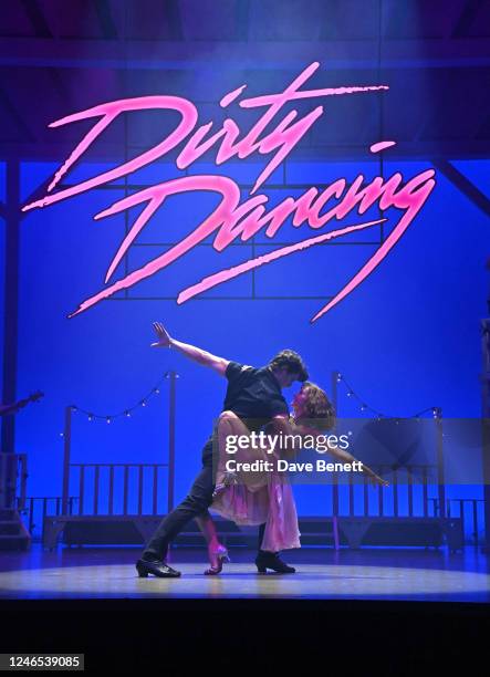 Michael O'Reilly and Kira Malou perform during the press night performance of "Dirty Dancing" at the Dominion Theatre on January 25, 2023 in London,...