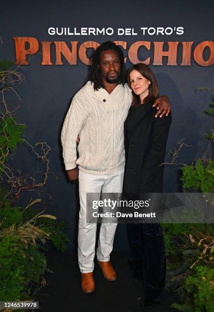 Aku Orraca-Tetteh and Fuschia Kate Sumner attend Guillermo del Toro's Pinocchio Live at Abbey Road Studios on January 25, 2023 in London, England.