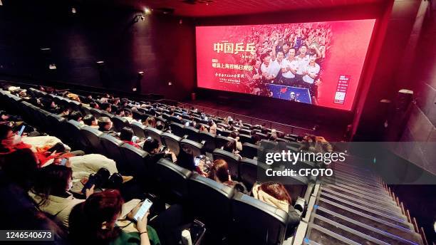 Fans attend a movie theater in Shanghai, China, Jan. 24 to watch the inspirational sports movie "The Jedi Return of Chinese Ping-Pong" starring Deng...