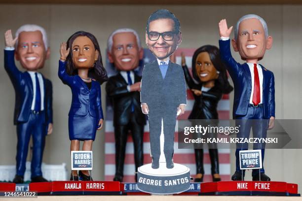 Newly designed bobblehead cutout of recently elected Republican congressman from New York, George Santos , is displayed at the National Bobblehead...