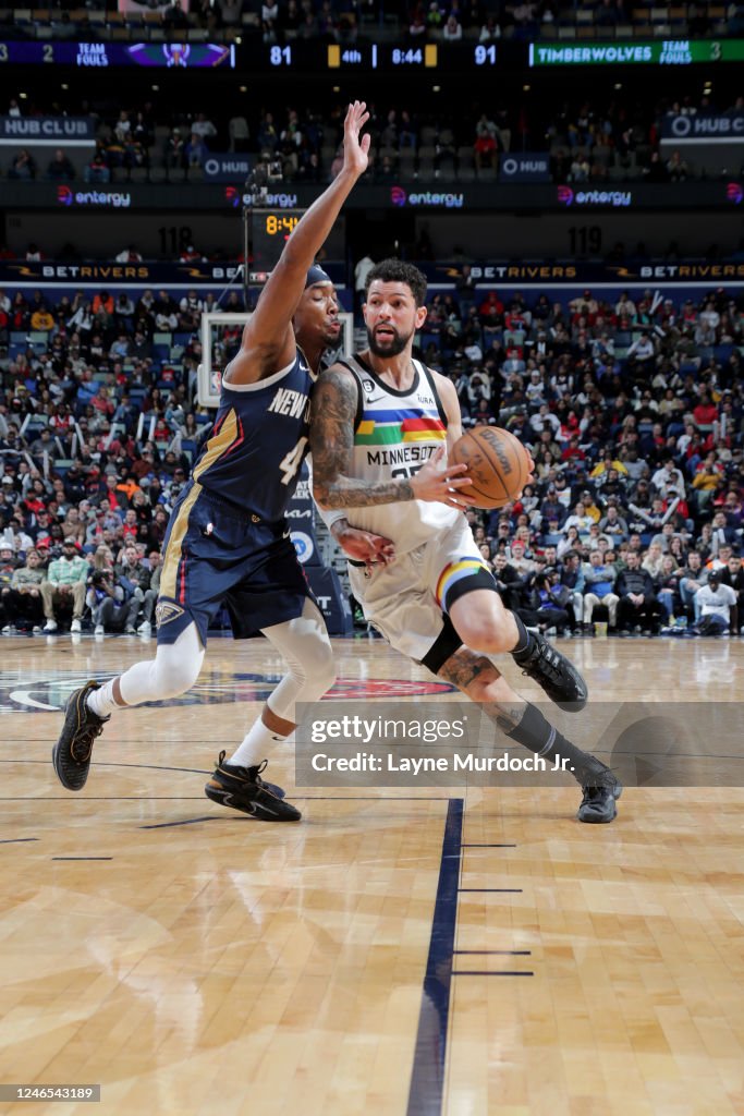 Austin Rivers Wolves Austin Rivers of the Minnesota Timberwolves drives to the basket ...