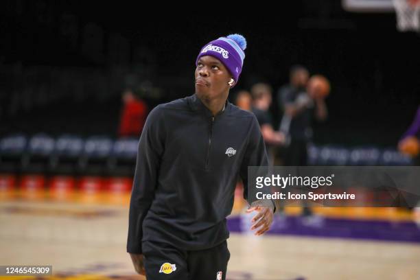 Los Angeles Lakers guard Dennis Schroder during the San Antonio Spurs vs Los Angeles Lakers game January 25 at Crypto.com Arena in Los Angeles, CA.