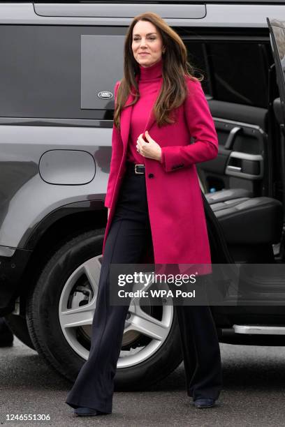Britain's Catherine, Princess of Wales, arrives to visit Windsor Foodshare on January 26, 2023 in WIndsor, England. The Prince and Princess of Wales...