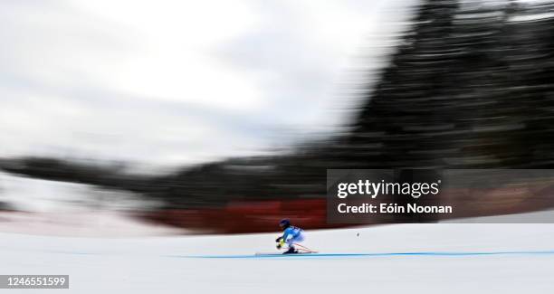 Udine , Italy - 26 January 2023; Laila Illig of Germany competing in the girls giant slalom event during day three of the 2023 Winter European Youth...