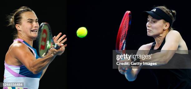 In this composite image a comparison has been made between Aryna Sabalenka and Elena Rybakina. They will meet in the Australian Open Women’s Final on...