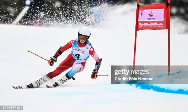 Udine , Italy - 26 January 2023; Sina Fausch Switzerland competing in the girls giant slalom event during day three of the 2023 Winter European Youth...