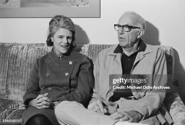 American paediatrician Dr Benjamin Spock with his wife Mary, December 1968.