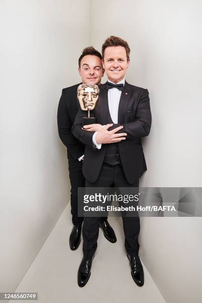 Tv presenters Ant McPartlin and Declan Donnelly aka Ant & Dec are photographed at the Virgin Media British Academy Television Awards on May 8, 2022...