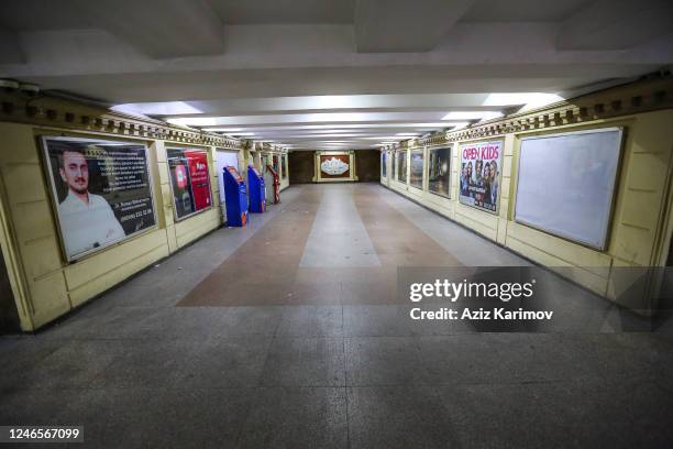 One of streets are seen empty in Baku on June 05, 2020 in Baku, Azerbaijan. Starting from 00:00 on June 6th and until 06:00 on June 8th, a strict...