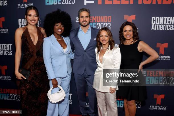 Content Americas" -- Pictured: Andrea Meza, Chiky Bom Bom, Daniel Arenas, Adamari Lopez, Penélope Menchaca at the Temple House Miami Beach on...