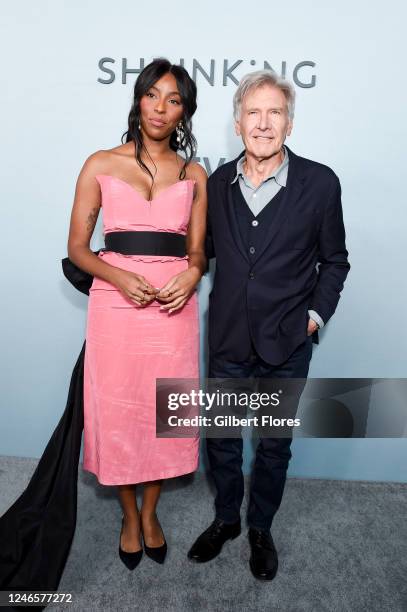 Jessica Williams and Harrison Ford at the premiere of Apple's "Shrinking" held at Directors Guild of America on January 26, 2023 in Los Angeles,...