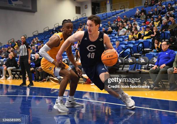 Davis Aggies guard Elijah Pepper drives the into the basket during the game between the UC David and the Cal State Bakersfield on January 26 at...