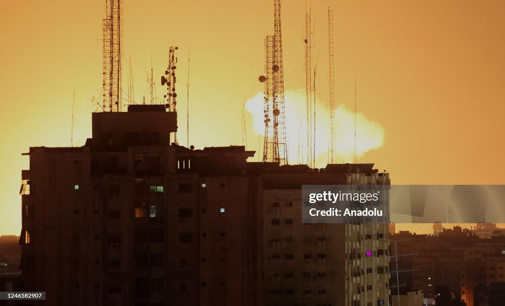 Israel Rupes Images Smoke rises after Israeli fighter jets hit a building in Gaza City ...