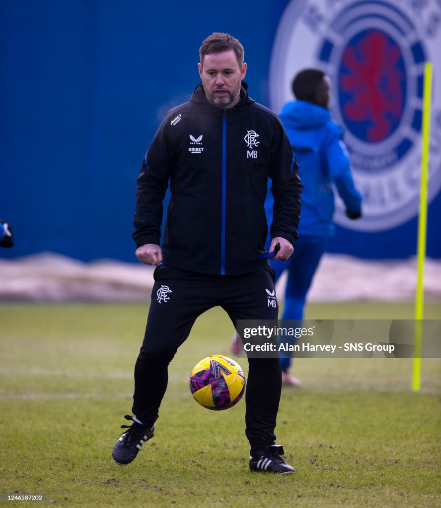 Mick Beale Rangers Rangers manager Michael Beale during a Rangers training session at ...
