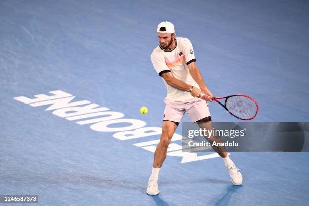 Tommy Paul in action during his Semi Final Match at the Australian Open grand slam tennis tournament at Melbourne Park in Melbourne, Australia on...