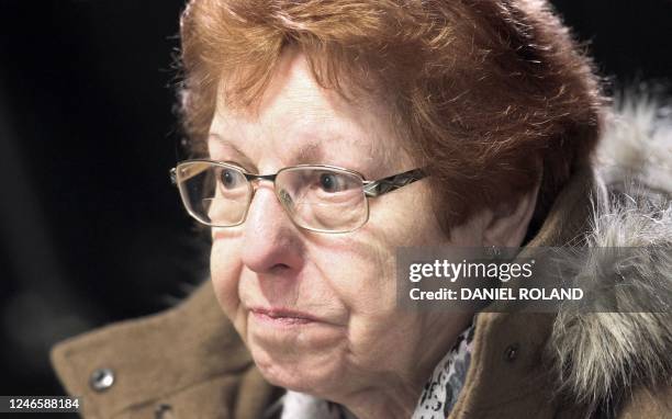 Edith Erbrich, survivor of the Theresienstadt concentration camp, attends an unveiling ceremony of a plaque to commemorate members of the Jewish...