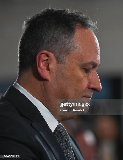 The Second Gentleman, Douglas Emhoff, the husband of Vice President of the US, Kamala Harris, is seen inside the Sauna building at the former...