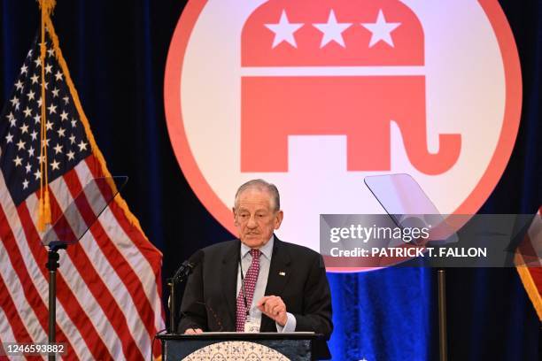 Ron Kaufman, Treasurer of the Republican National Committee speaks during the 2023 Republican National Committee Winter Meeting in Dana Point,...