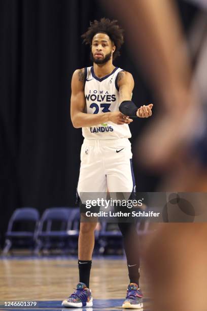 Phillip Wheeler of the Iowa Wolves looks on during the game against the Westchester Knicks on January 22, 2023 in Bridgeport, CT. NOTE TO USER: User...