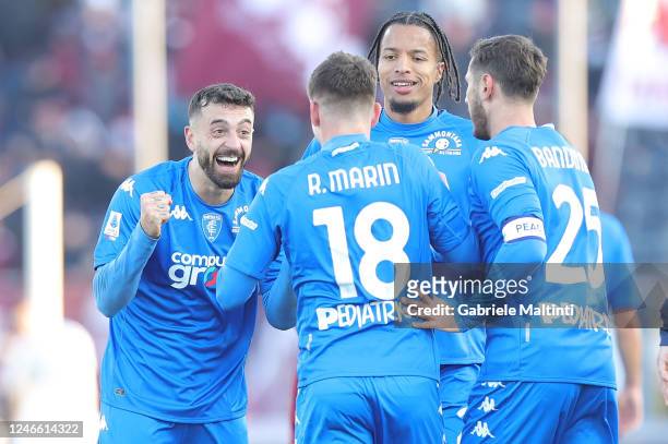 Razvan Marin of Empoli FC celebrates after scoring the team's second goal during the Serie A match between Empoli FC and Torino FC at Stadio Carlo...