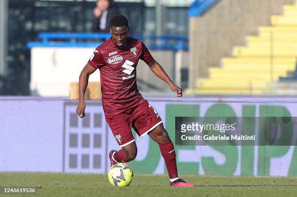 Brian Jephte Bayeye of Torino FC in action during the Serie A match between Empoli FC and Torino FC at Stadio Carlo Castellani on January 28, 2023 in...