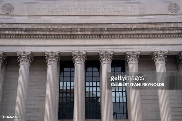 The National Archives in Washington, DC, on January 28, 2023. The National Archives on January 26 formally requested in a letter that former...