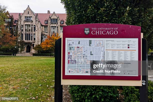 The University of Chicago campus map in Chicago, United States, on October 18, 2022.