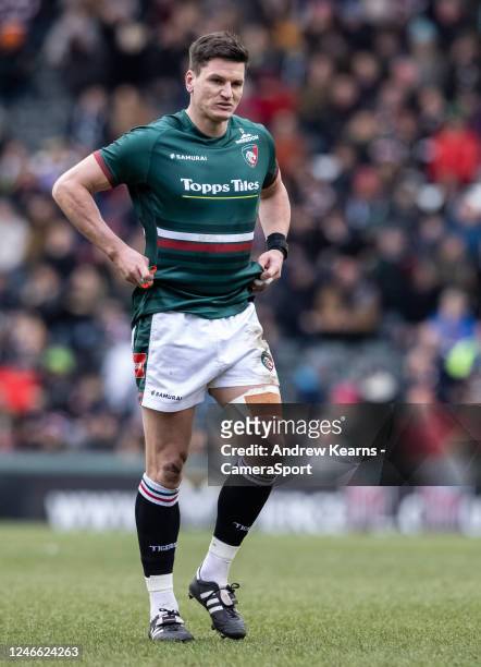 Leicester Tigers Freddie Burns looks on during the Gallagher Premiership Rugby match between Leicester Tigers and Northampton Saints at Mattioli...